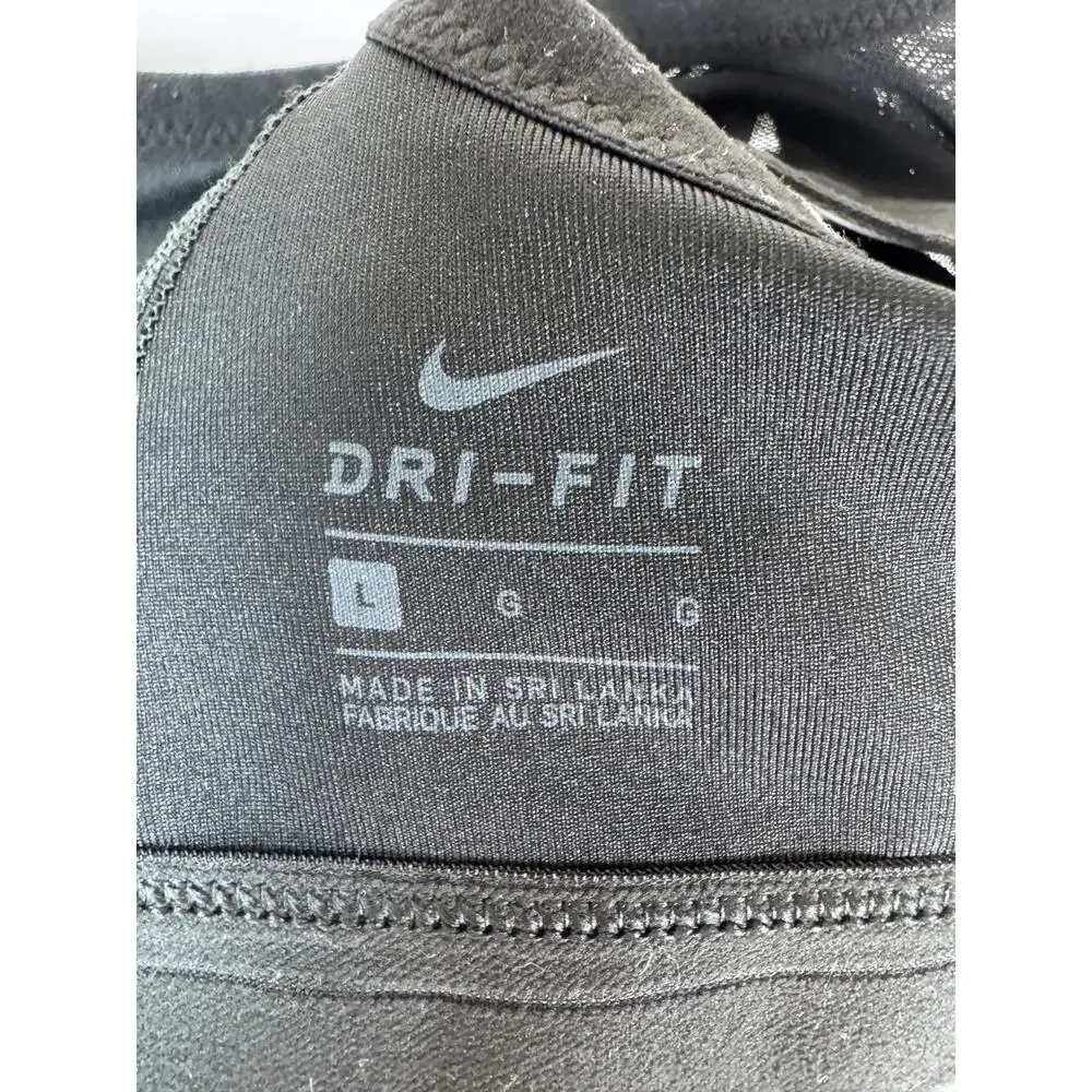 Nike Indy Dri Fit Sports Bra Women L Black Padded V Neck Strappy Yoga Workout